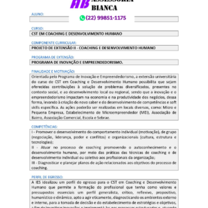 Projeto de extensão II Coaching e Desenvolvimento Humano