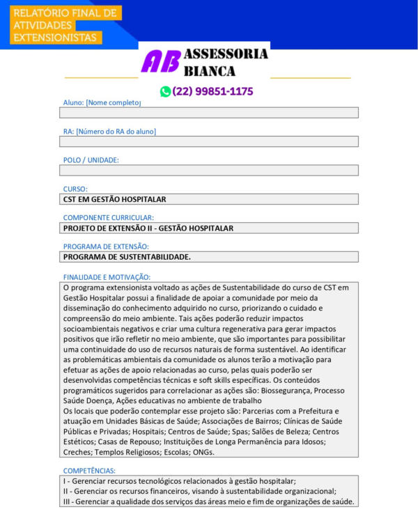 Projeto de extensão II - Gestão Hospitalar