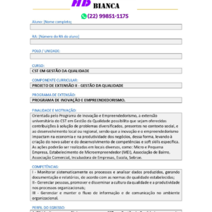 Projeto de extensão II - Gestão da Qualidade