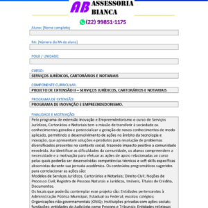 Projeto de extensão II - Serviços jurídicos, cartorários e notariais