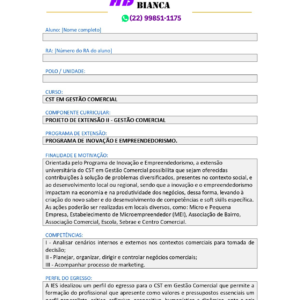 Projeto de Extensão II - Gestão Comercial