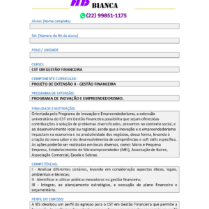 Projeto de Extensão II - Gestão Financeira