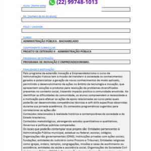 Projeto de extensão II - Administração Pública