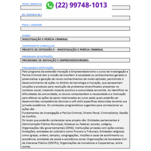 Projeto de extensão II - Investigação e Perícia Criminal