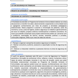 Projeto de extensão II - Segurança no trabalho