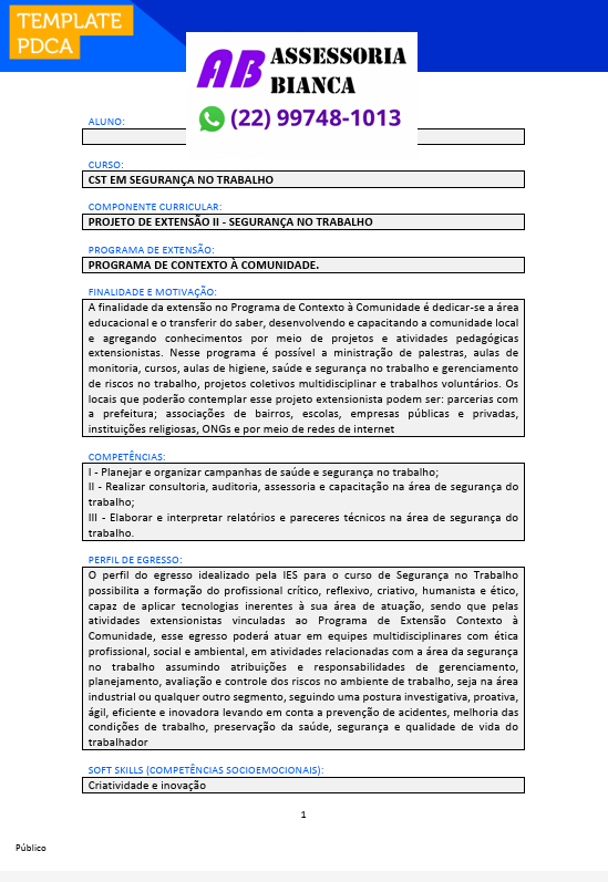 Projeto de extensão II - Segurança no trabalho A Projeto de extensão II - Segurança no trabalho