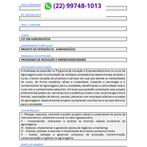Projeto de extensão III - Agronegócio