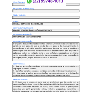 Projeto de extensão III - Ciências Contábeis