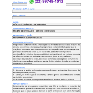 Projeto de extensão III - Ciências Econômicas