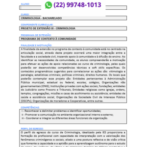 Projeto de extensão III - Criminologia