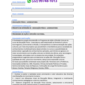 Projeto de extensão III - Educação Física – Licenciatura