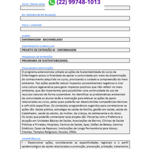 Projeto de extensão III - Enfermagem