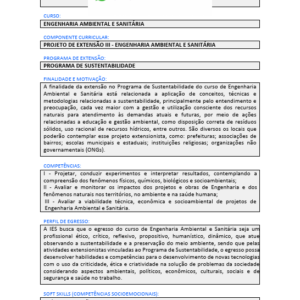 Projeto de extensão III - Engenharia Ambiental e Sanitária