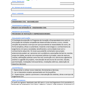 Projeto de extensão III - Engenharia Civil