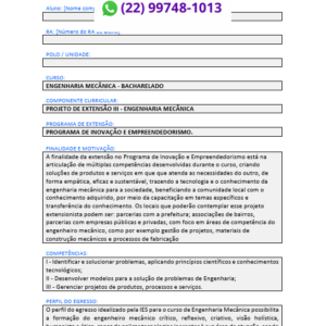 Projeto de extensão III - Engenharia Mecânica