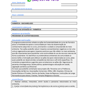 Projeto de extensão III - Farmácia