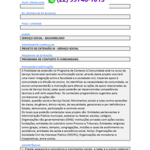 Projeto de extensão III - Serviço Social