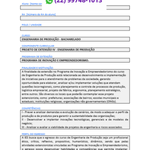 Projeto de extensão IV - Engenharia de Produção
